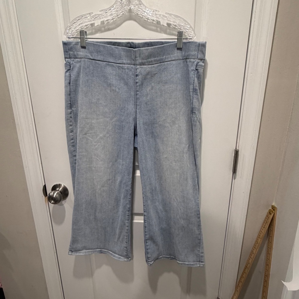 NYDJ Womens Pull On Jeans‎ Light Wash High Rise Straight Leg Size 14W
